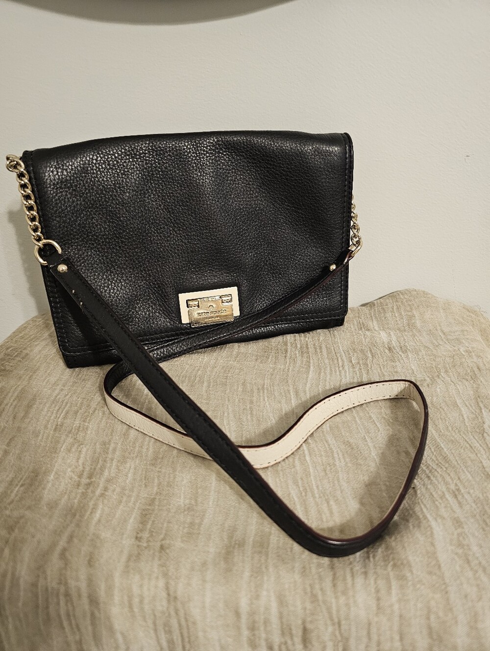 Kate Spade Black Leather Crossbody Bag with Gold Hardware